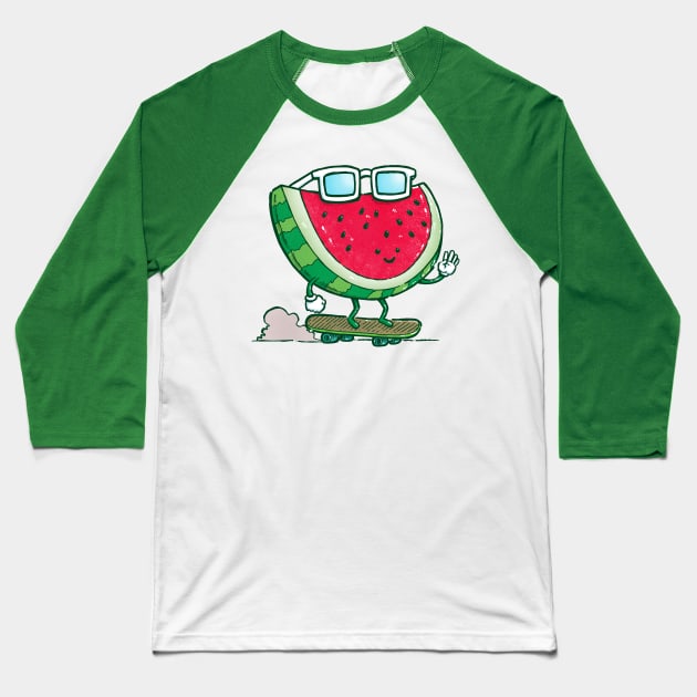 Sunglasses Skater Watermelon Baseball T-Shirt by nickv47